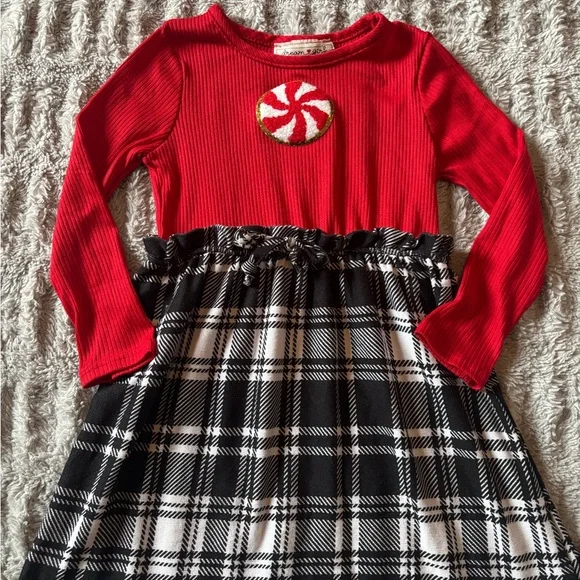 Dream Girl Christmas Dress Red Peppermint Plaid 3T Holiday - Picture 3 of 7